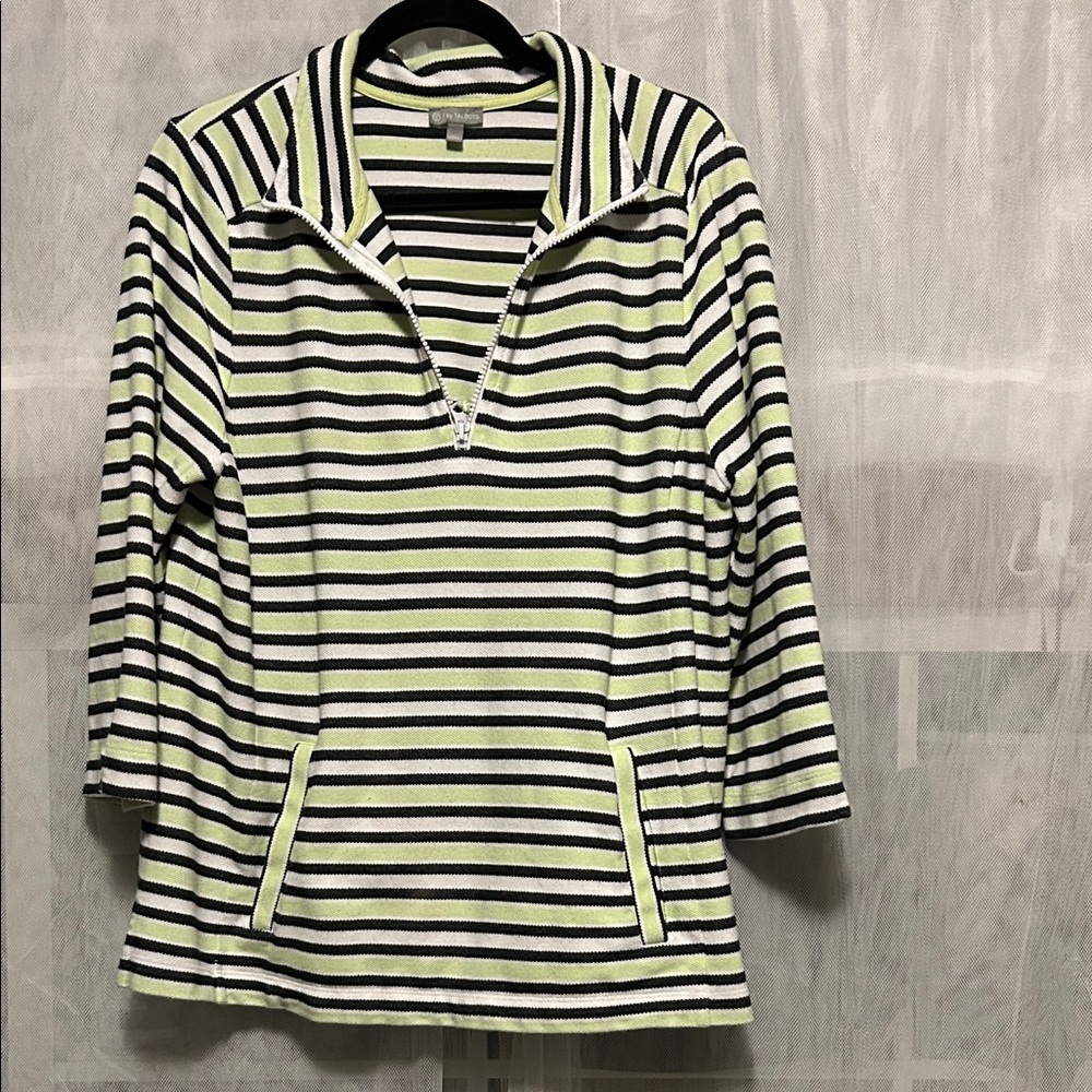 Talbots Striped Quarter-Zip Pullover. Size XL
